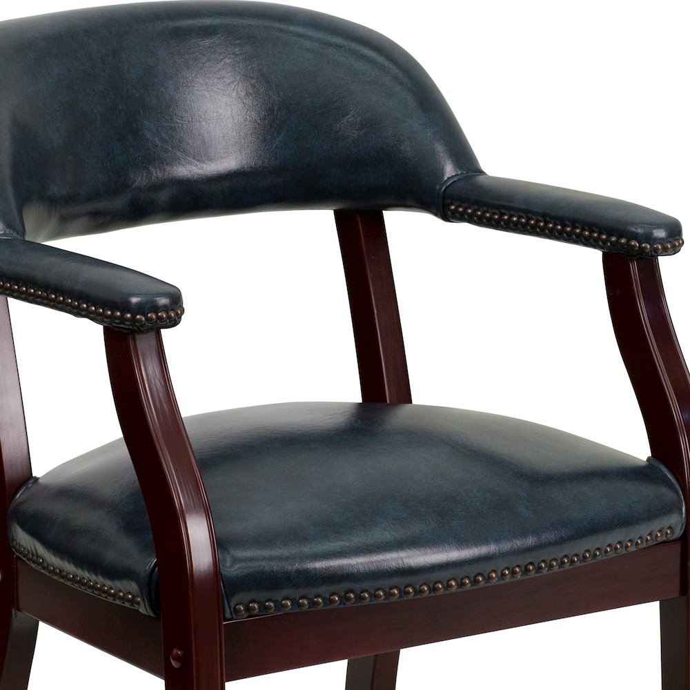 Navy Vinyl Luxurious Conference Chair with Accent Nail Trim. Picture 7