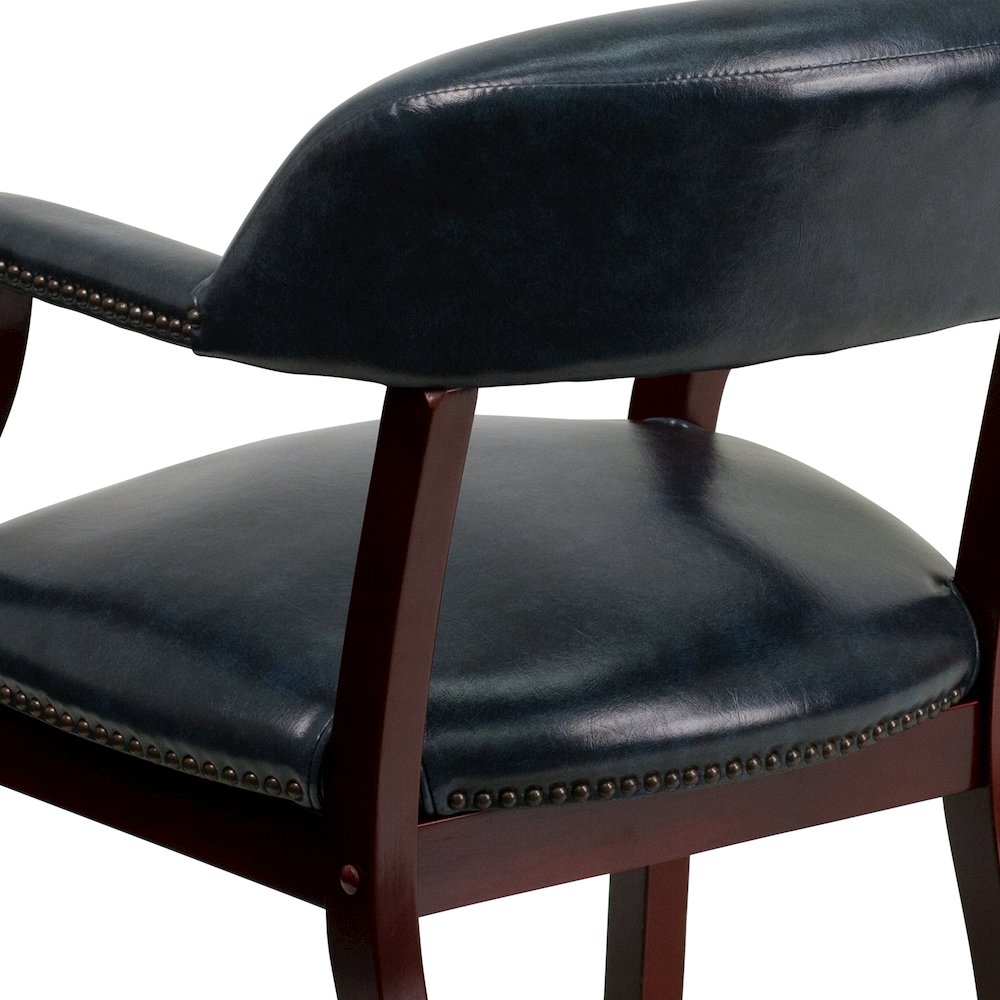 Navy Vinyl Luxurious Conference Chair with Accent Nail Trim. Picture 10