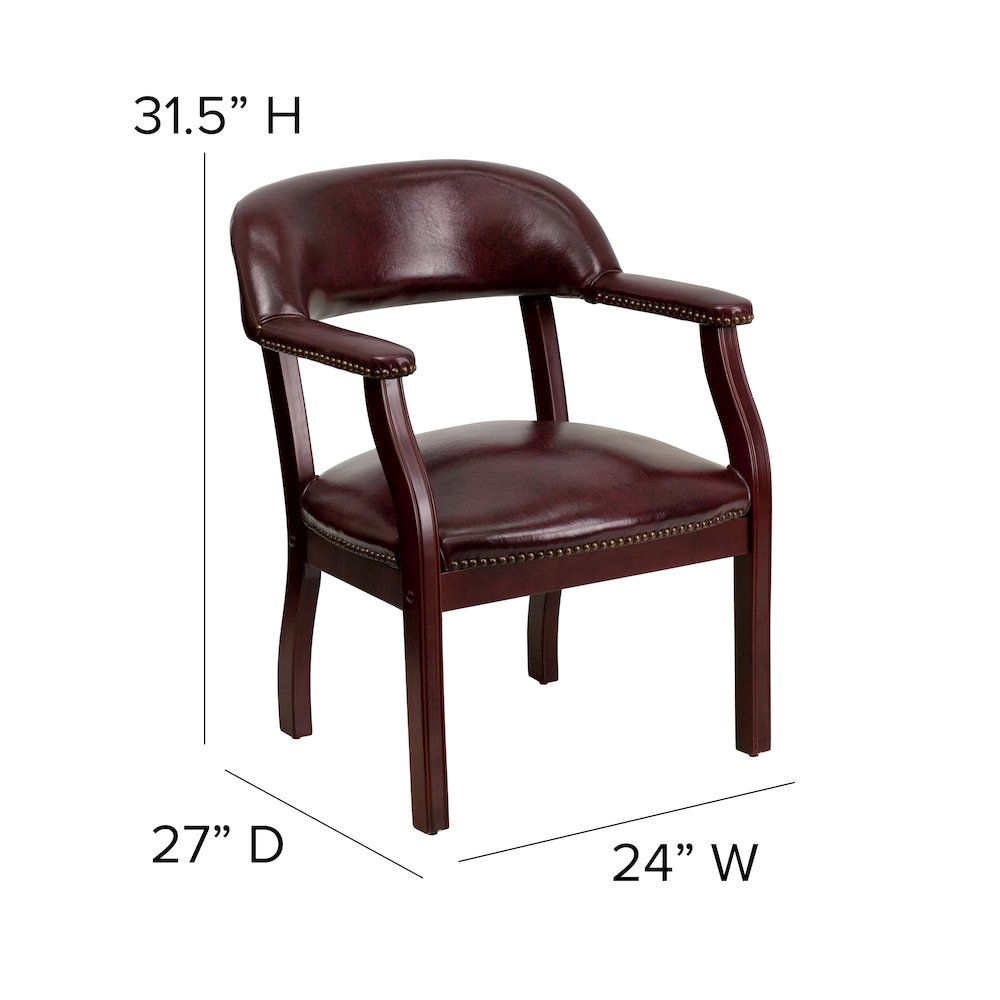 Oxblood Vinyl Luxurious Conference Chair with Accent Nail Trim. Picture 5