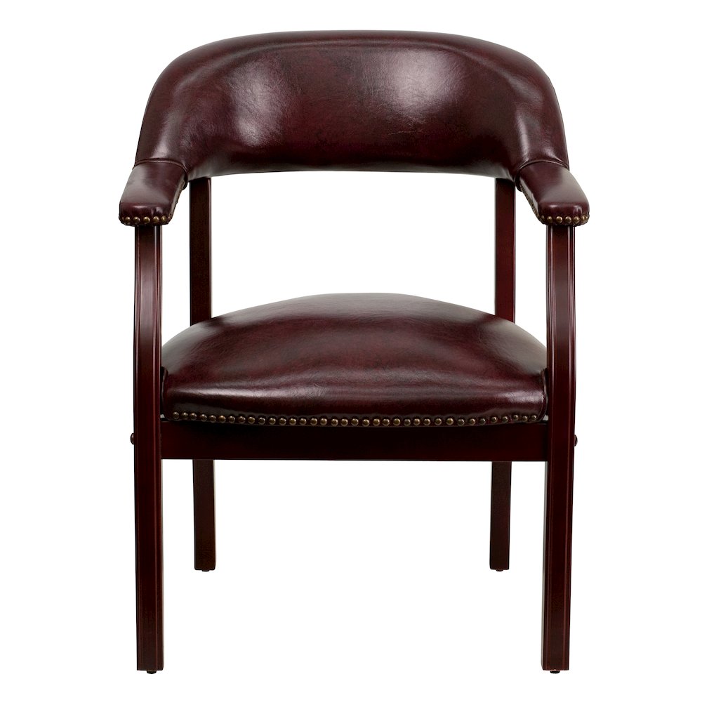 Oxblood Vinyl Luxurious Conference Chair with Accent Nail Trim. Picture 9