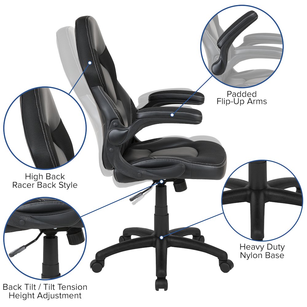 X10 Gaming Chair Racing Office Computer Swivel Chair, Black LeatherSoft. Picture 6