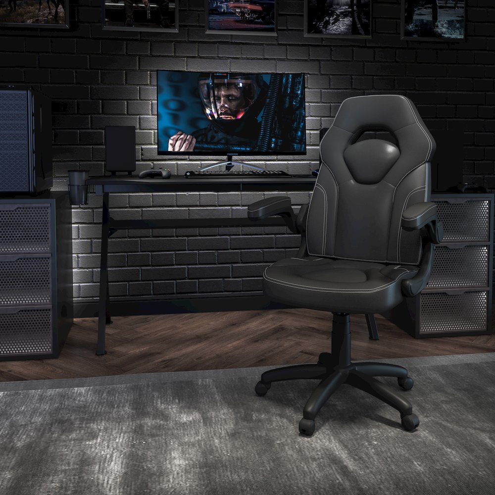 X10 Gaming Chair Racing Office Computer Swivel Chair, Black LeatherSoft. Picture 2