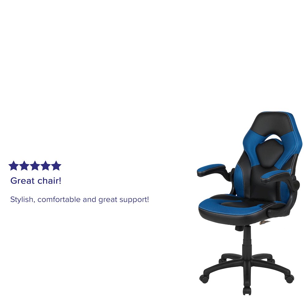 X10 Gaming Chair Racing Office Computer Swivel Chair, Blue/Black LeatherSoft. Picture 5