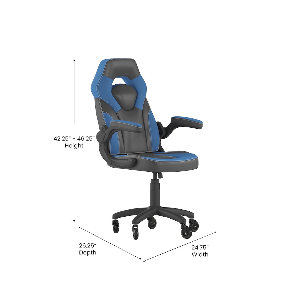 X10 Gaming Chair Racing Office Computer Chair, Blue/Black LeatherSoft. Picture 5