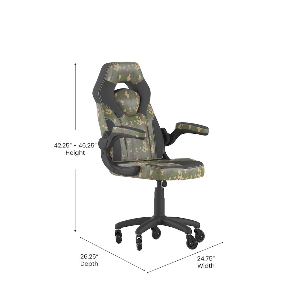 X10 Gaming Chair Racing Computer Chair, Camouflage/Black LeatherSoft. Picture 5