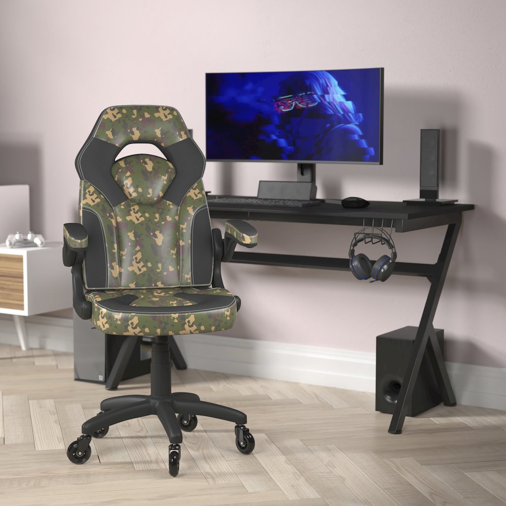 X10 Gaming Chair Racing Computer Chair, Camouflage/Black LeatherSoft. Picture 2