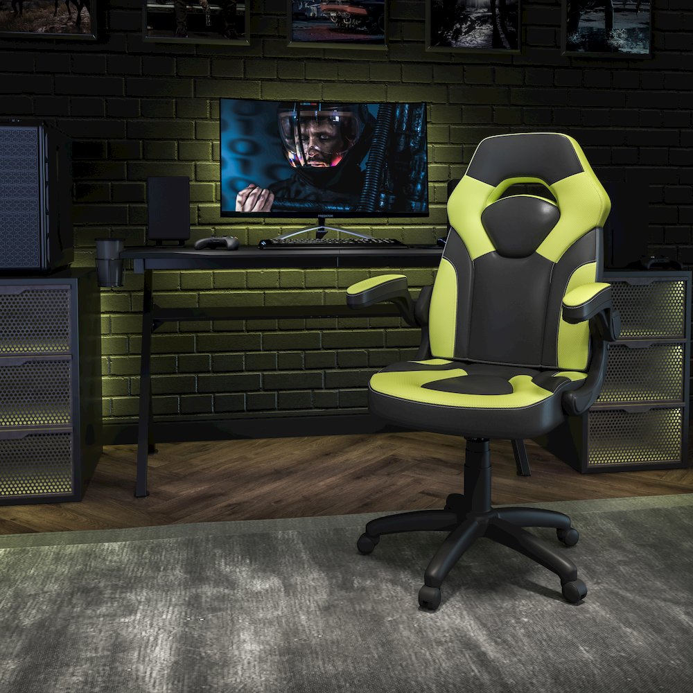 X10 Gaming Chair Racing Office Computer Swivel Chair, Neon Green/Black. Picture 2