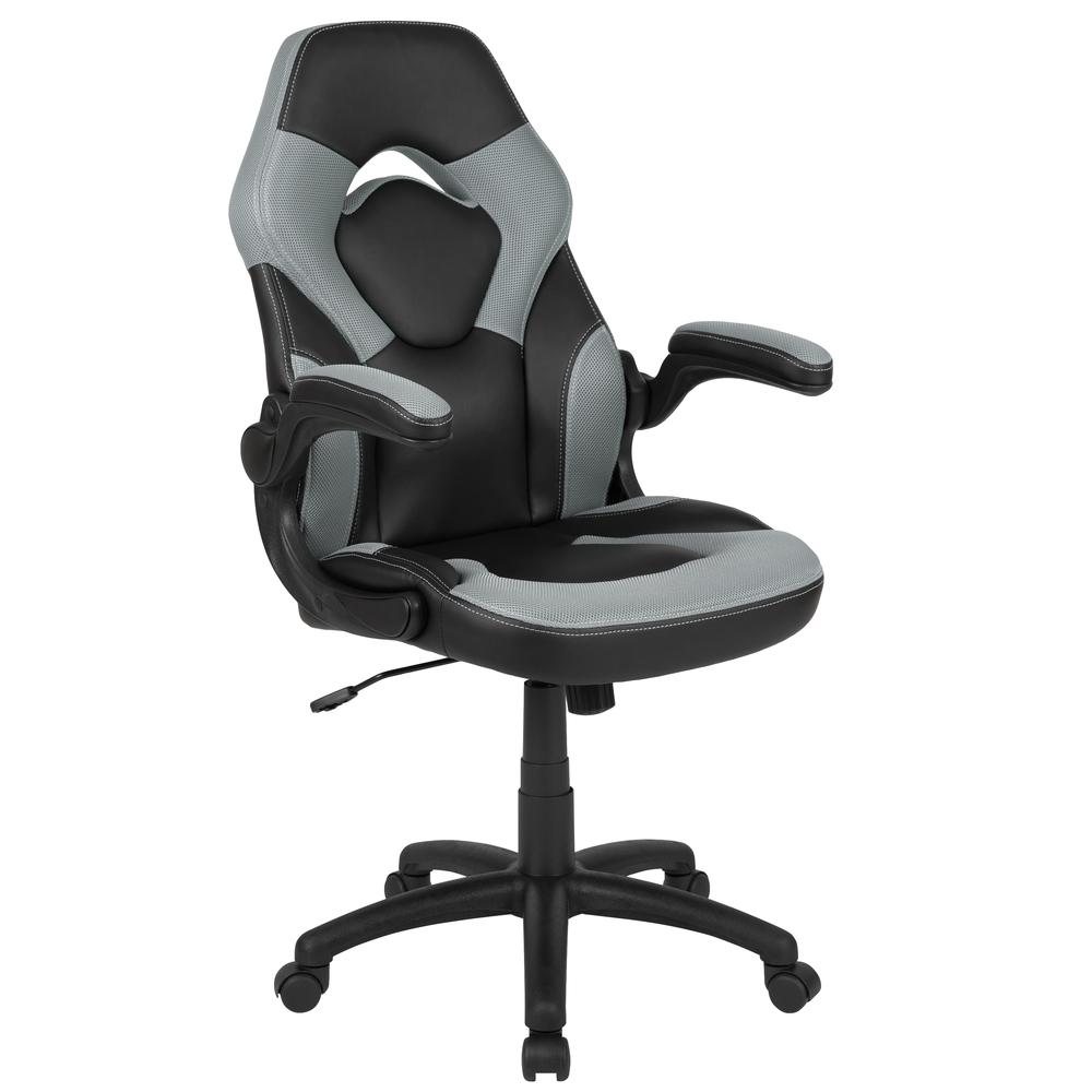 X10 Gaming Chair Racing Office Computer Swivel Chair, Gray/Black LeatherSoft. Picture 1