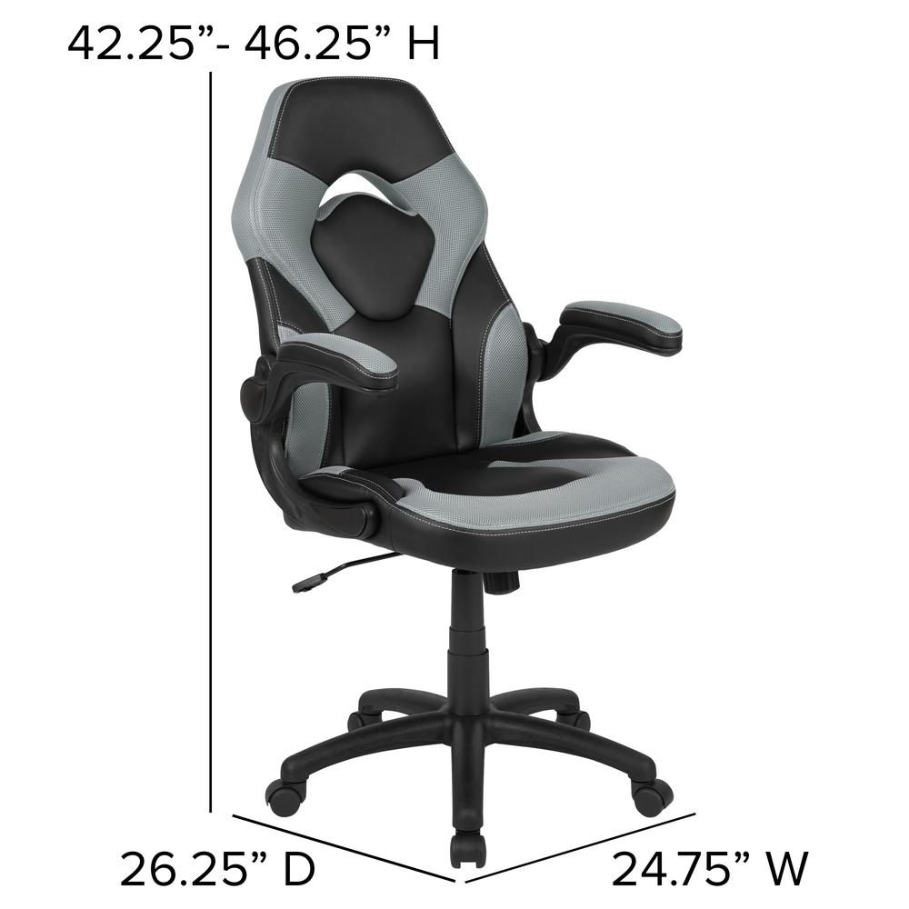 X10 Gaming Chair Racing Office Computer Swivel Chair, Gray/Black LeatherSoft. Picture 4