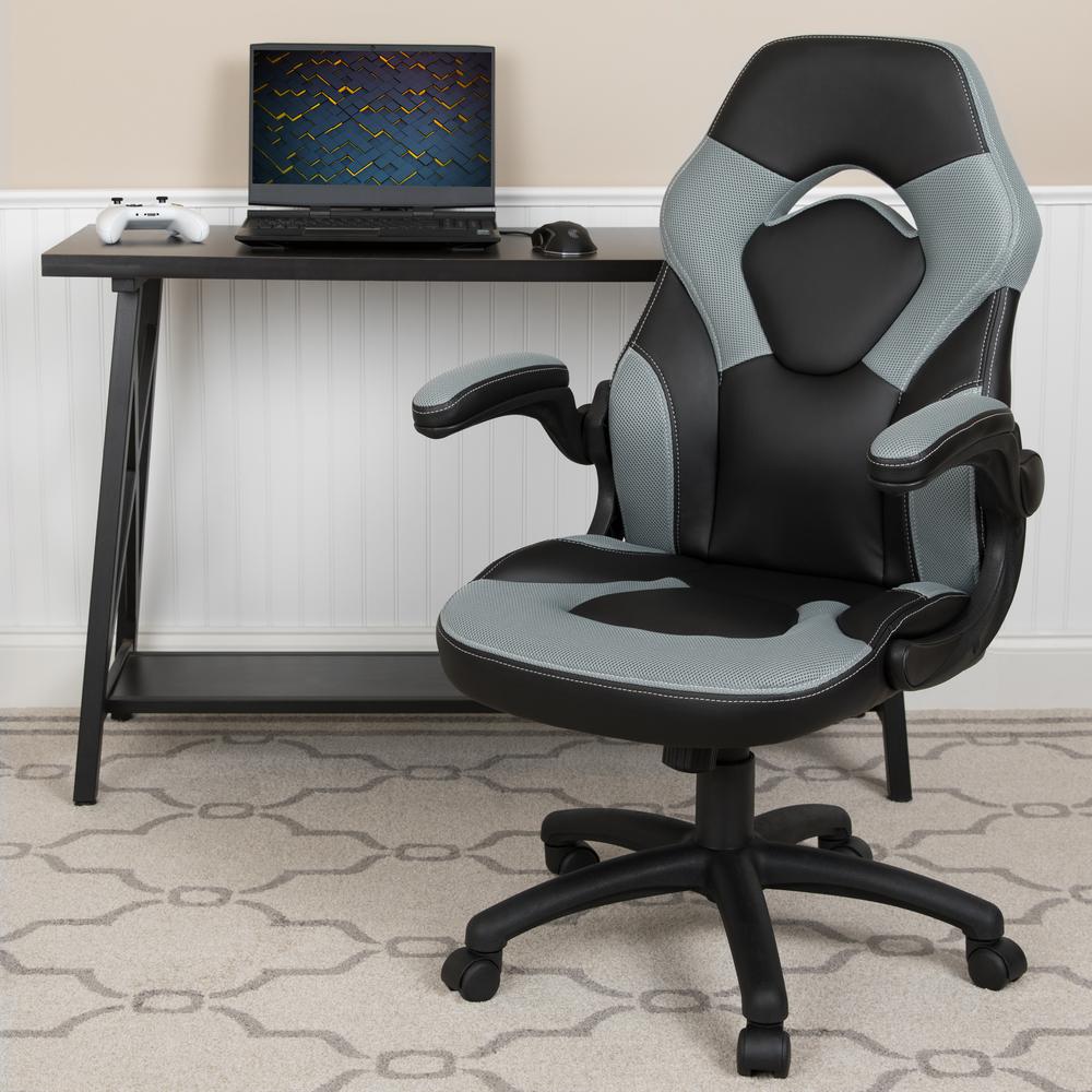 X10 Gaming Chair Racing Office Computer Swivel Chair, Gray/Black LeatherSoft. Picture 2