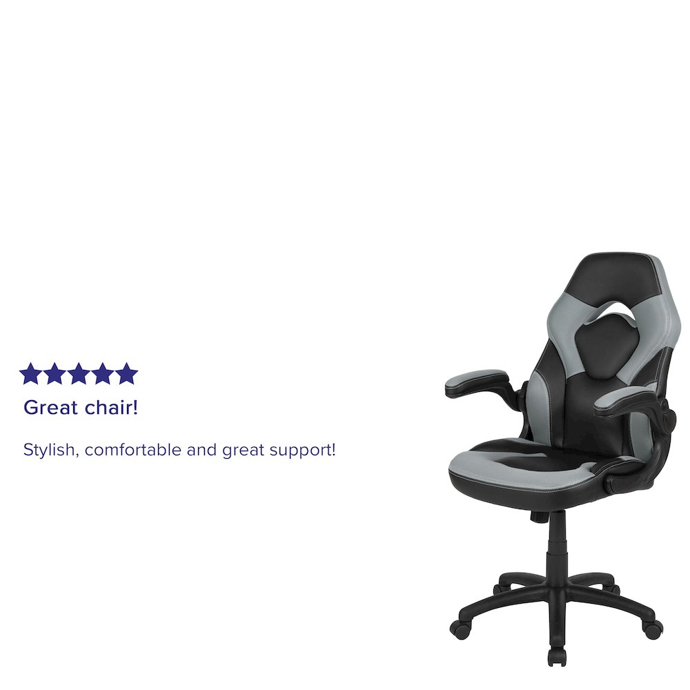 X10 Gaming Chair Racing Office Computer Swivel Chair, Gray/Black LeatherSoft. Picture 5