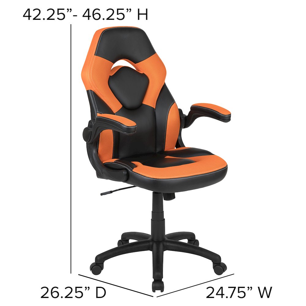 X10 Gaming Chair Racing Office Computer Swivel Chair, Orange/Black LeatherSoft. Picture 7