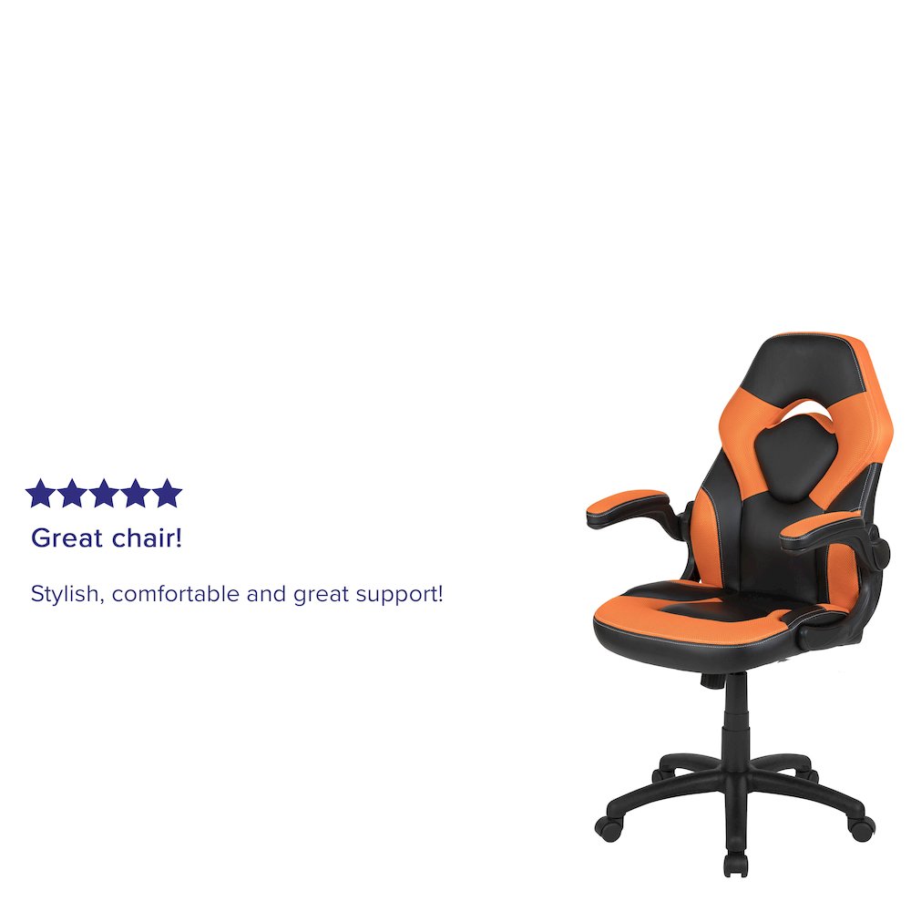 X10 Gaming Chair Racing Office Computer Swivel Chair, Orange/Black LeatherSoft. Picture 5