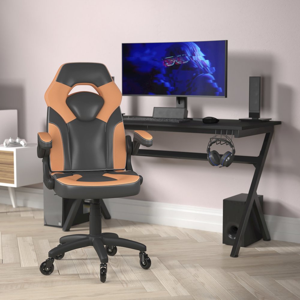 X10 Gaming Chair Racing Office Computer Chair, Orange/Black LeatherSoft. Picture 2