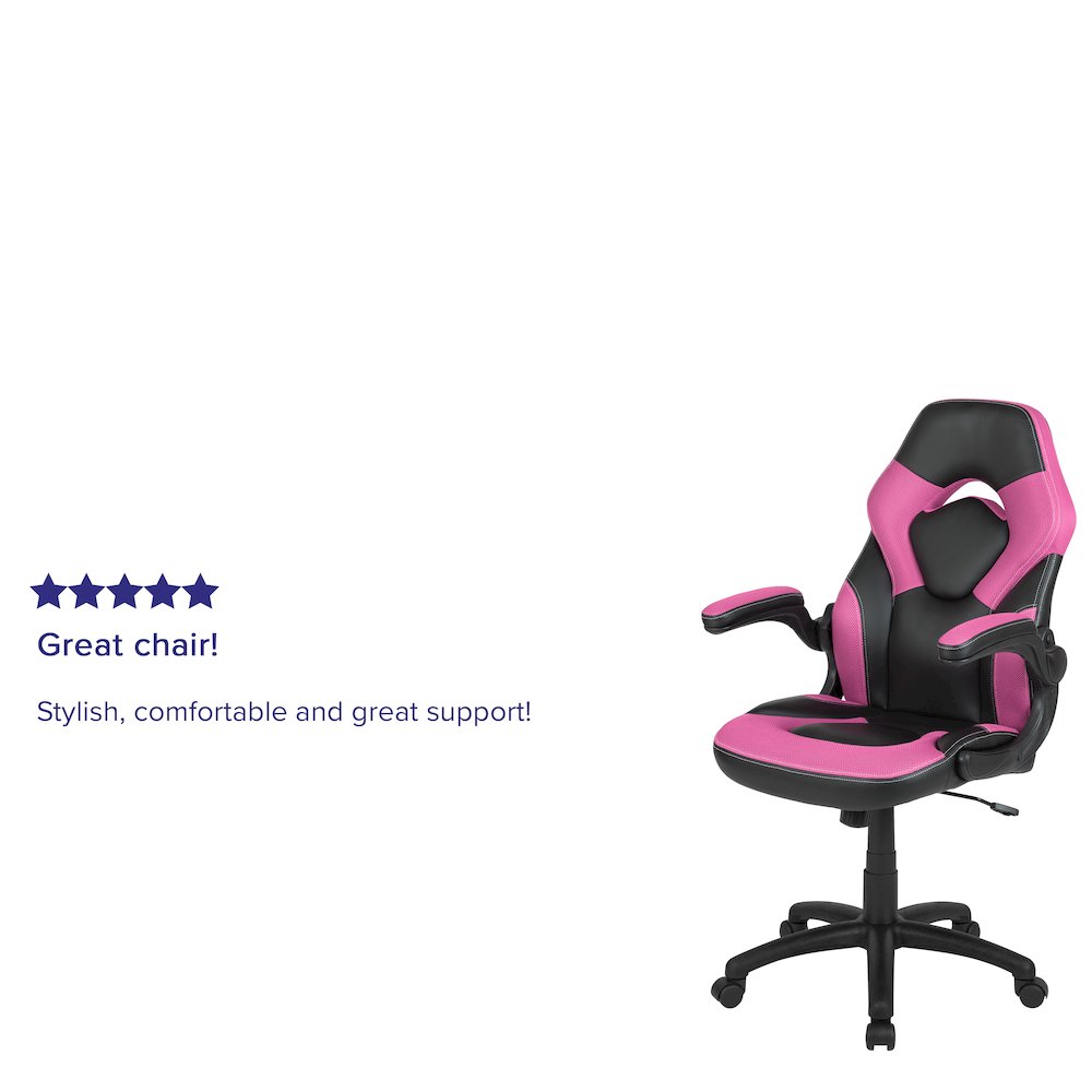 X10 Gaming Chair Racing Office Computer Swivel Chair, Pink/Black LeatherSoft. Picture 5