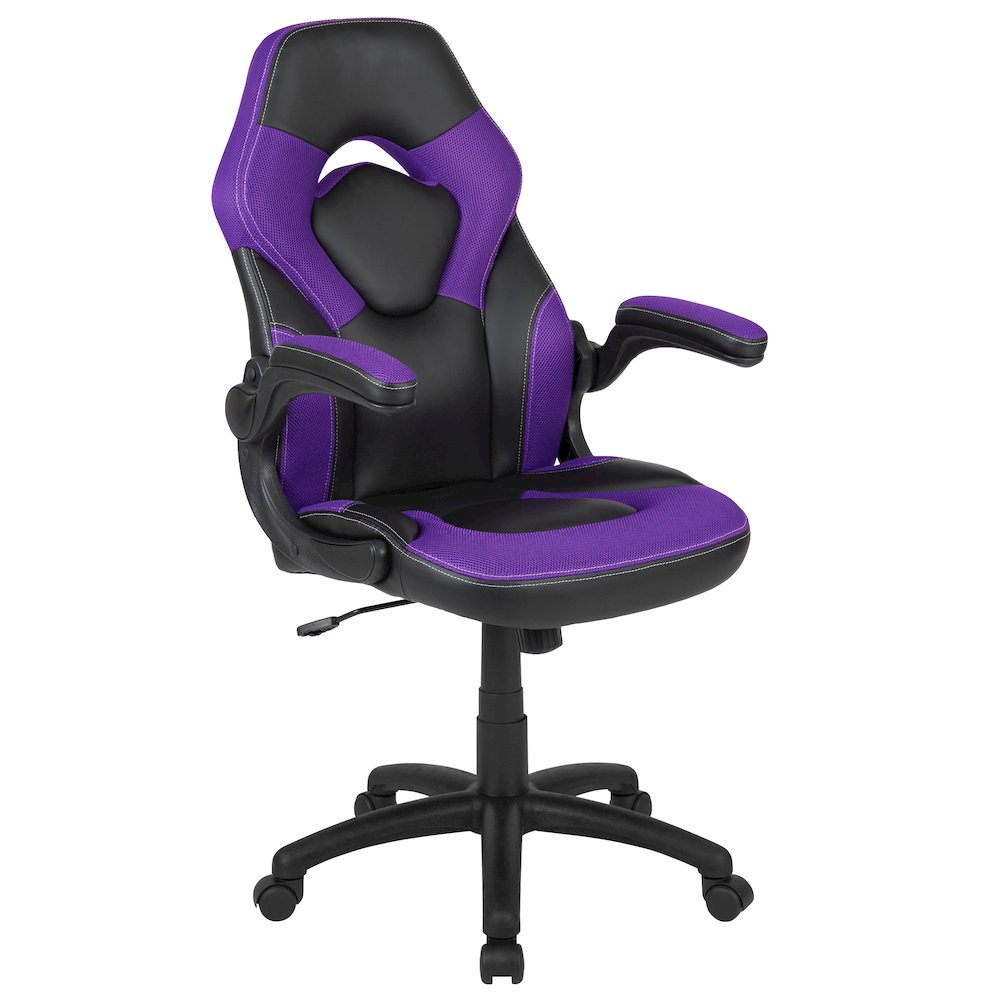 X10 Gaming Chair Racing Office Computer Swivel Chair, Purple/Black LeatherSoft. Picture 1