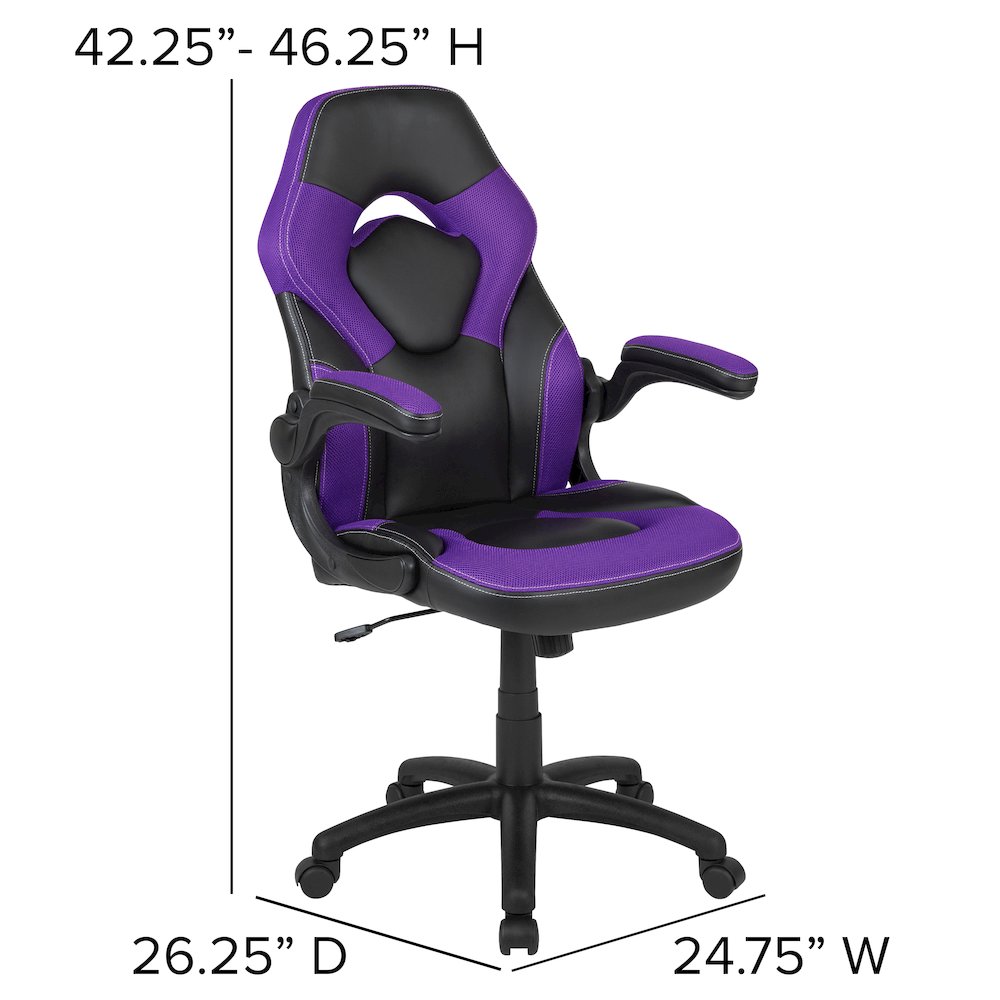 X10 Gaming Chair Racing Office Computer Swivel Chair, Purple/Black LeatherSoft. Picture 6