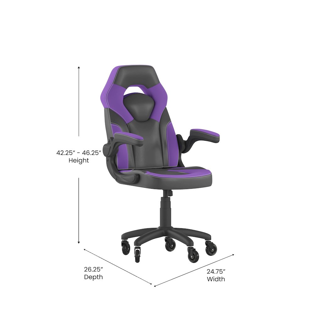 X10 Gaming Chair Racing Office Computer Chair, Purple/Black LeatherSoft. Picture 5