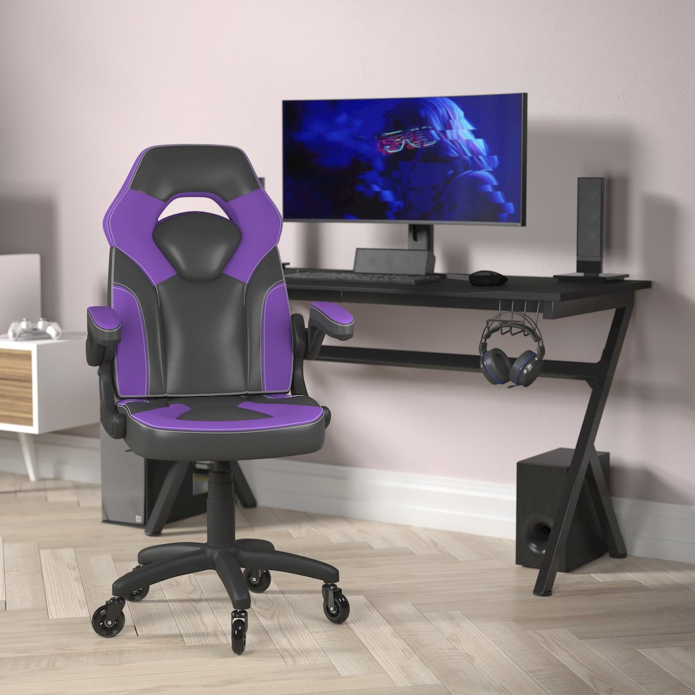 X10 Gaming Chair Racing Office Computer Chair, Purple/Black LeatherSoft. Picture 2