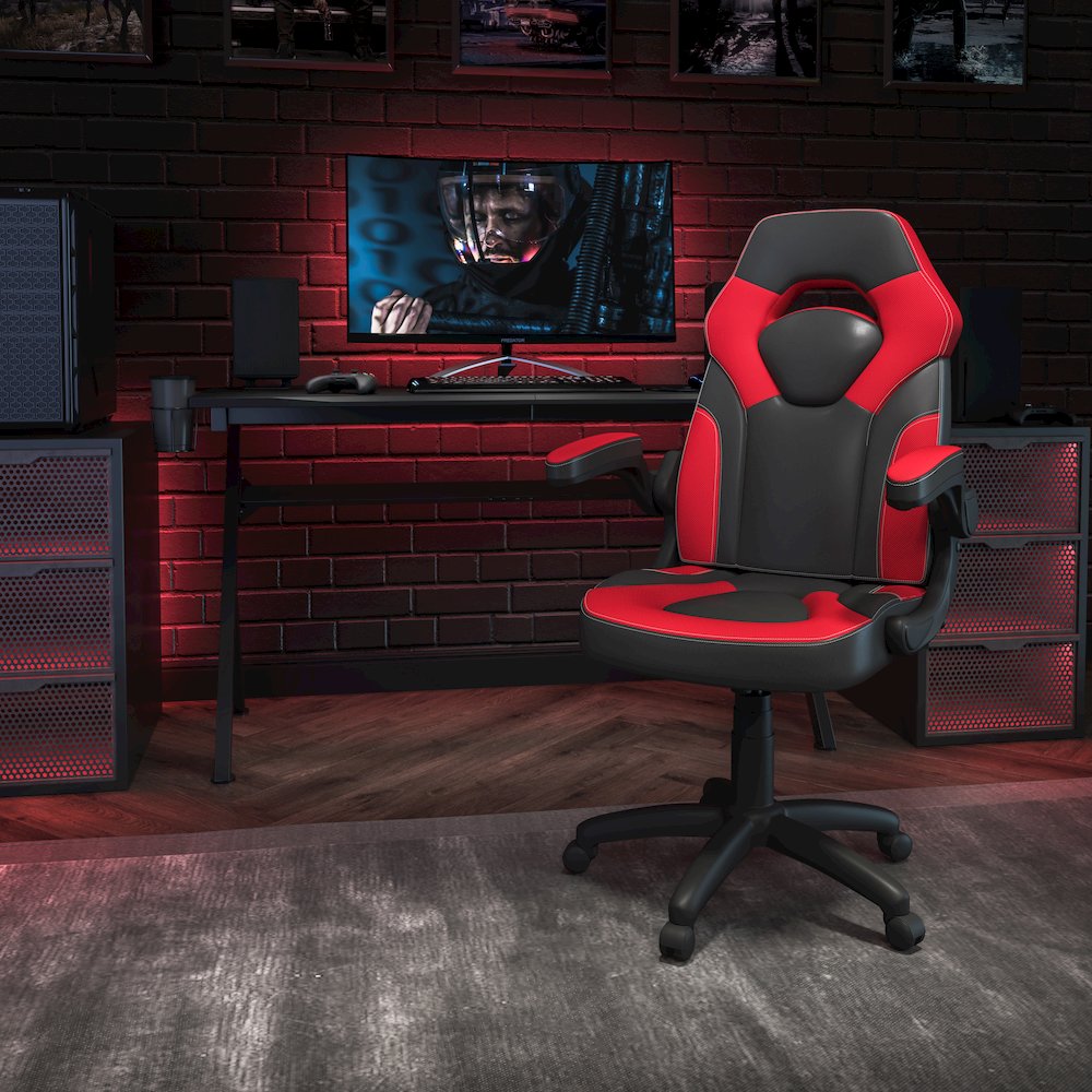 X10 Gaming Chair Racing Office Computer Swivel Chair, Red/Black LeatherSoft. Picture 2