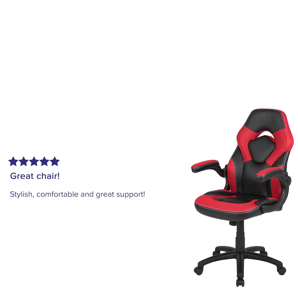 X10 Gaming Chair Racing Office Computer Swivel Chair, Red/Black LeatherSoft. Picture 5