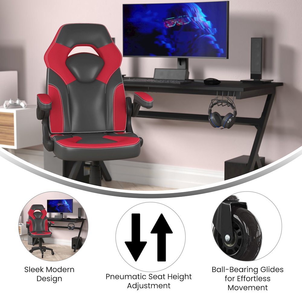 X10 Gaming Chair Racing Office Computer Chair, Red/Black LeatherSoft. Picture 4