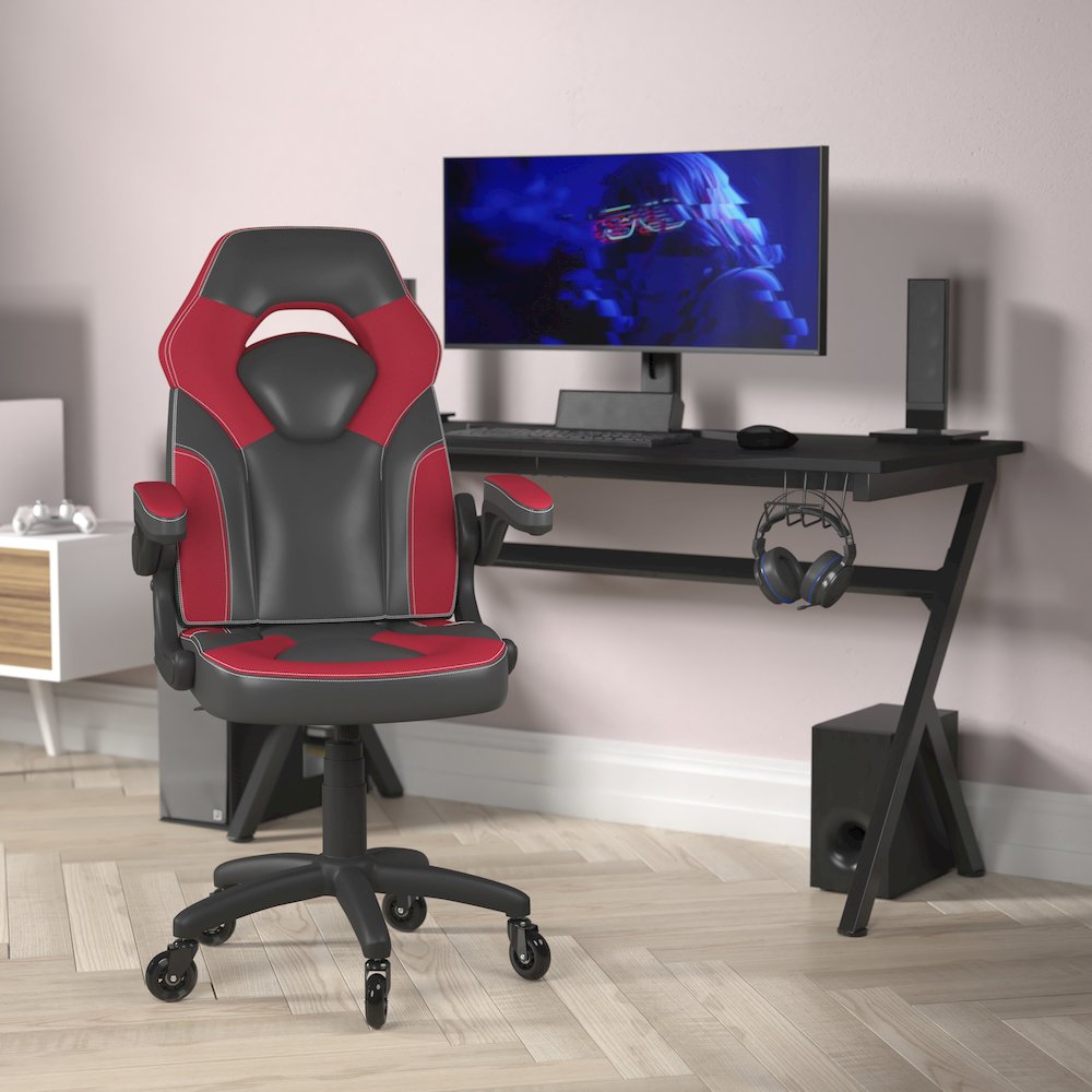 X10 Gaming Chair Racing Office Computer Chair, Red/Black LeatherSoft. Picture 2