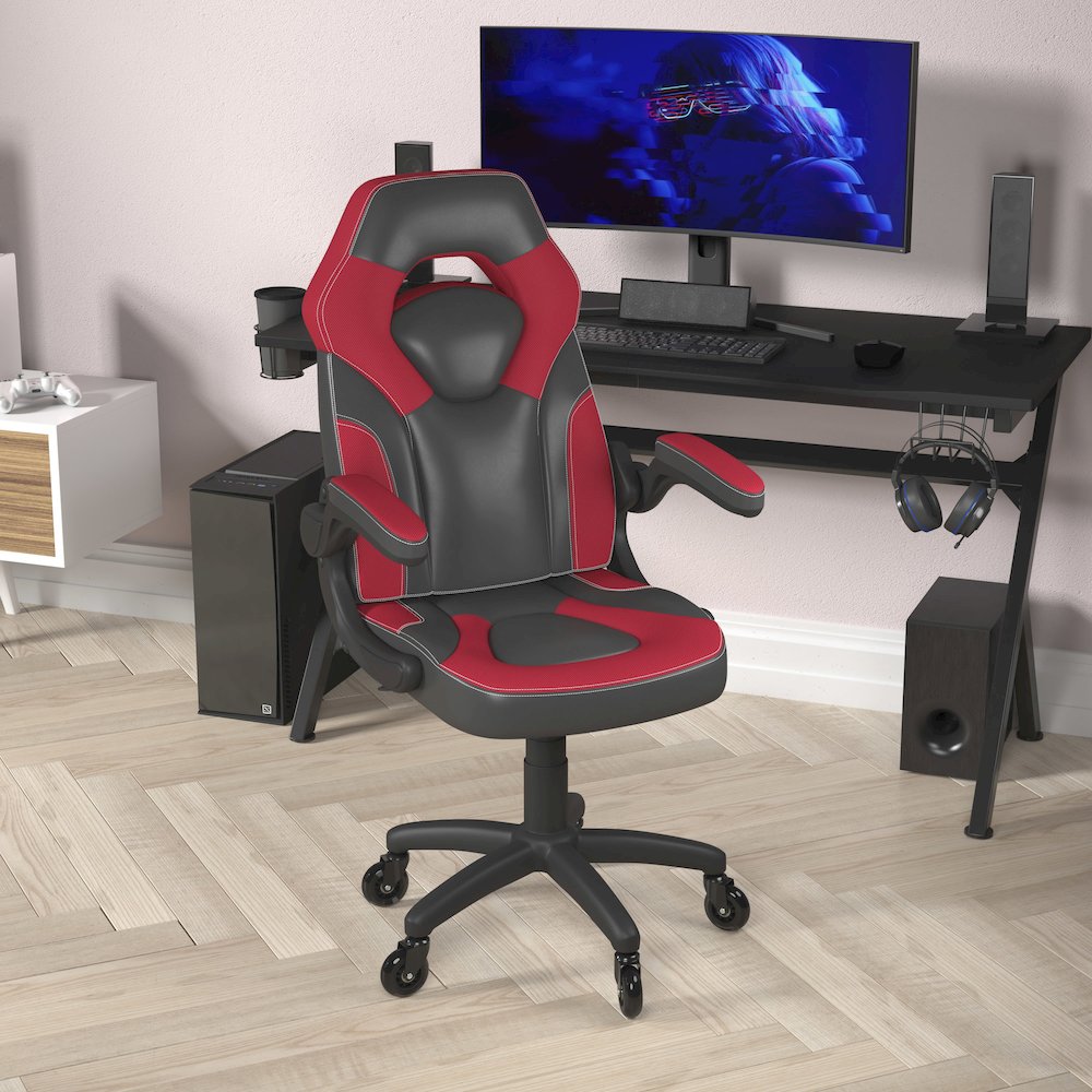 X10 Gaming Chair Racing Office Computer Chair, Red/Black LeatherSoft. Picture 6