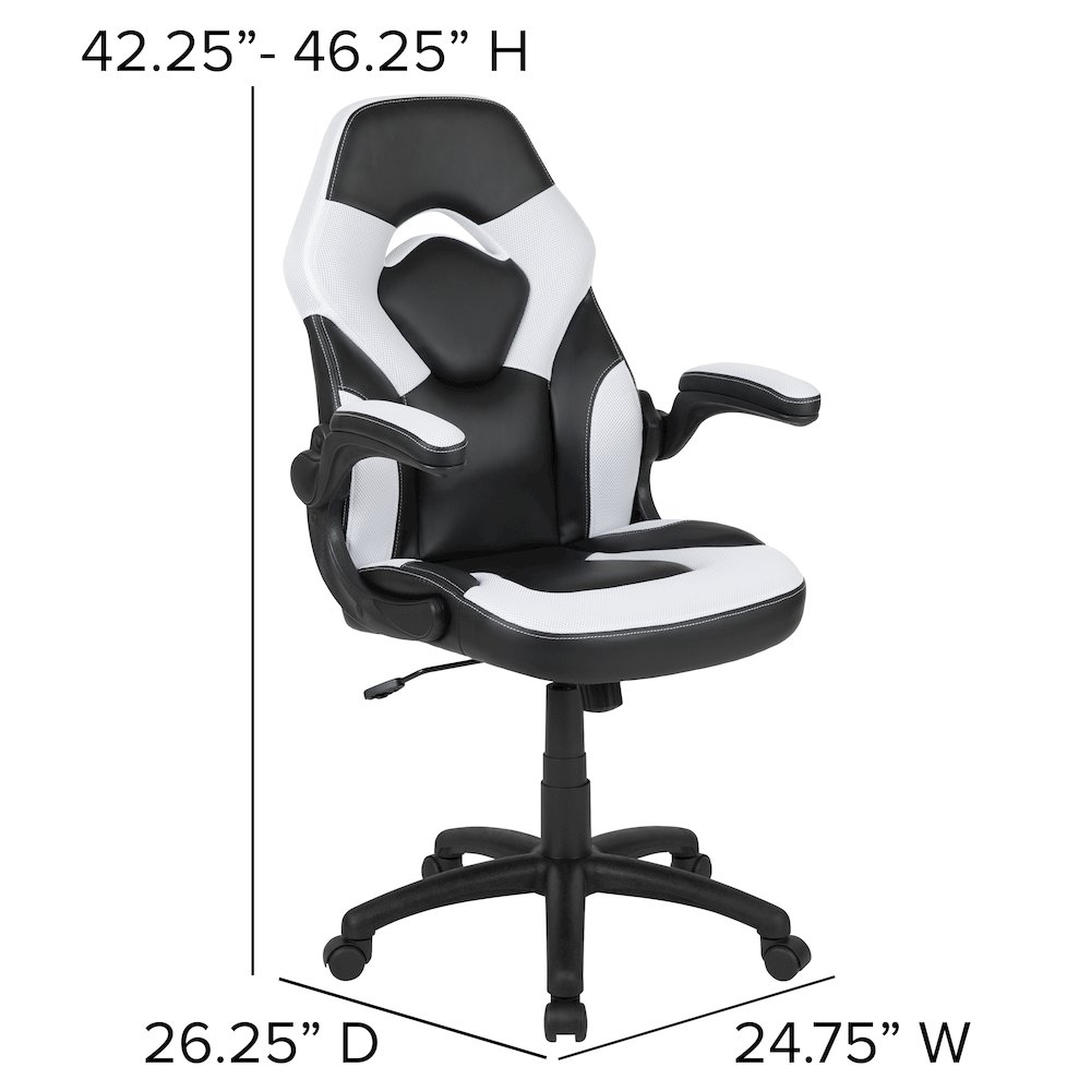 X10 Gaming Chair Racing Office Computer Swivel Chair, White/Black LeatherSoft. Picture 7