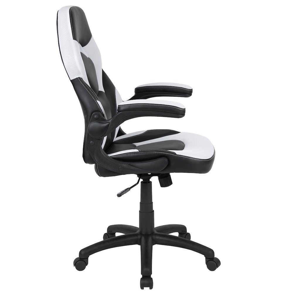 X10 Gaming Chair Racing Office Computer Swivel Chair, White/Black LeatherSoft. Picture 10