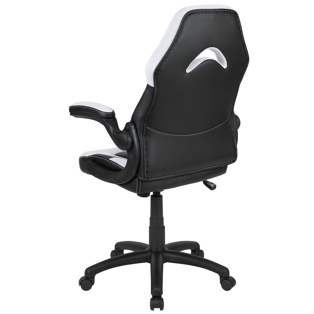 X10 Gaming Chair Racing Office Computer Swivel Chair, White/Black LeatherSoft. Picture 8