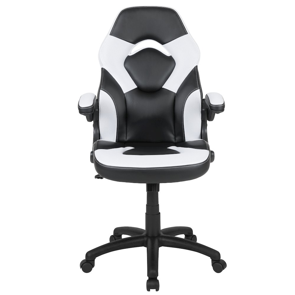 X10 Gaming Chair Racing Office Computer Swivel Chair, White/Black LeatherSoft. Picture 11