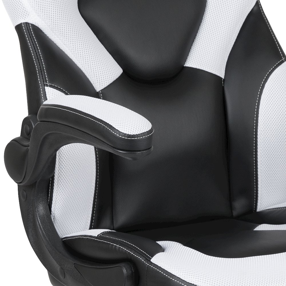 X10 Gaming Chair Racing Office Computer Swivel Chair, White/Black LeatherSoft. Picture 9