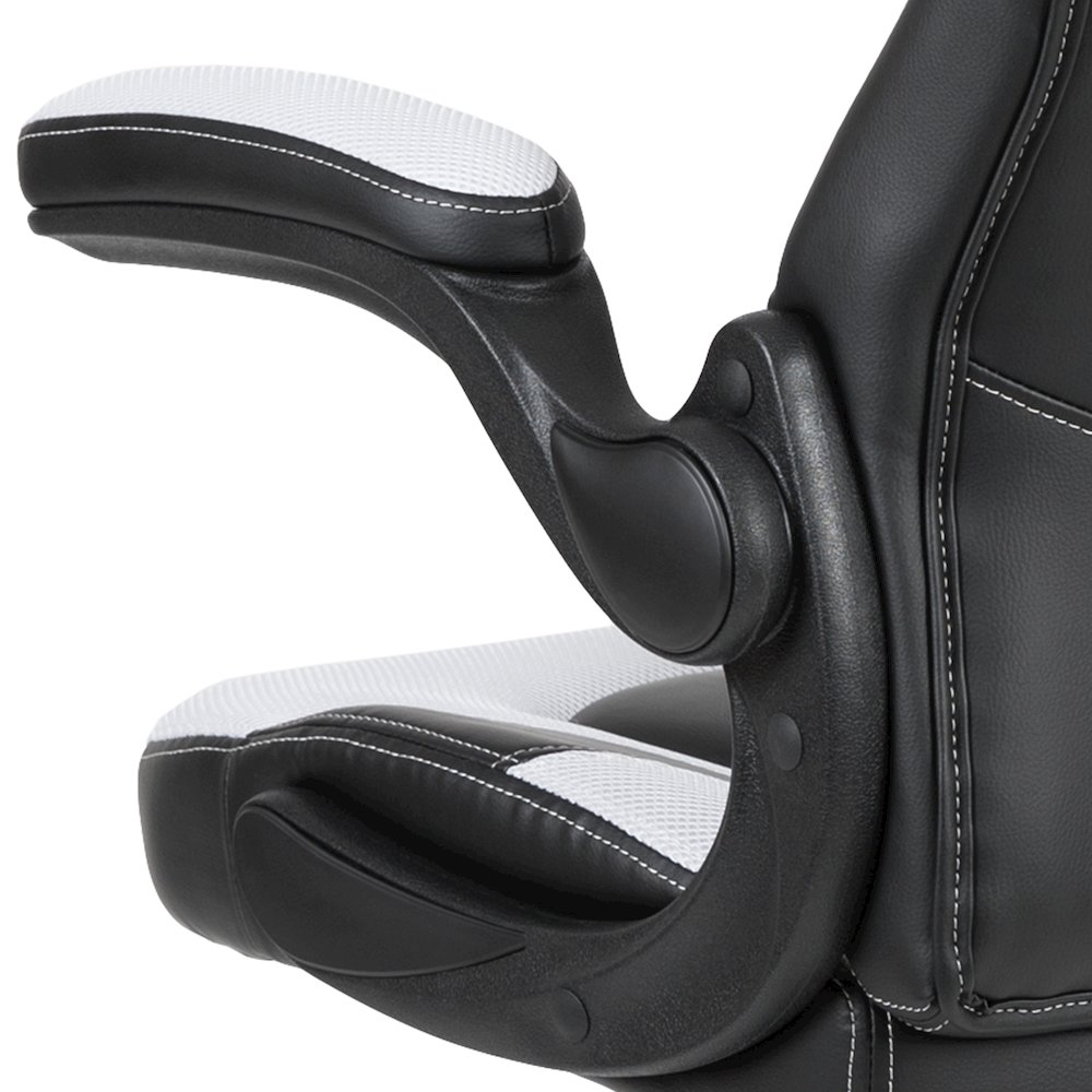 X10 Gaming Chair Racing Office Computer Swivel Chair, White/Black LeatherSoft. Picture 14