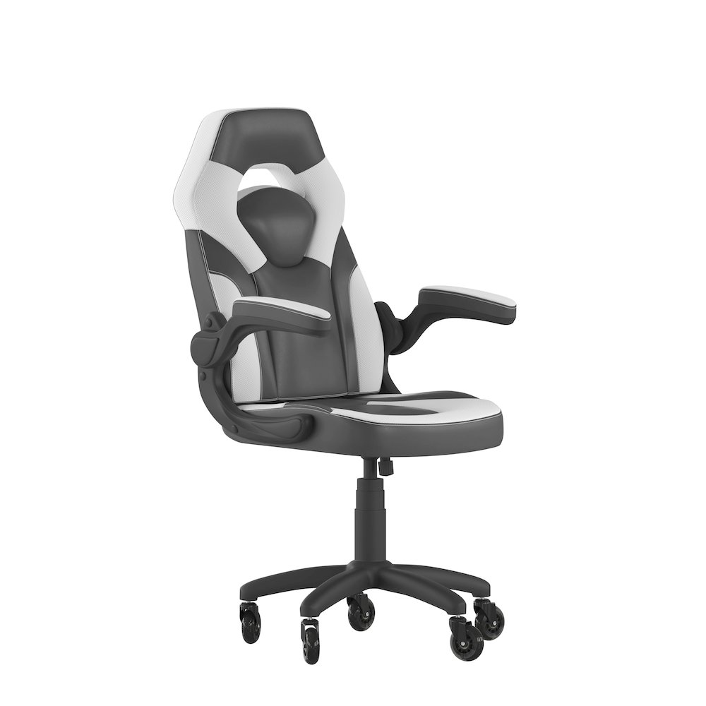 X10 Gaming Chair Racing Office Computer Chair, White/Black LeatherSoft. Picture 1