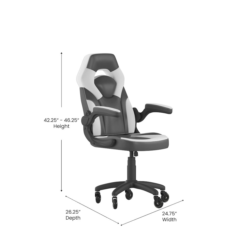 X10 Gaming Chair Racing Office Computer Chair, White/Black LeatherSoft. Picture 5