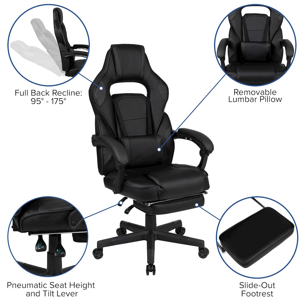 X40 Gaming Chair Racing Computer Chair - Black. Picture 5