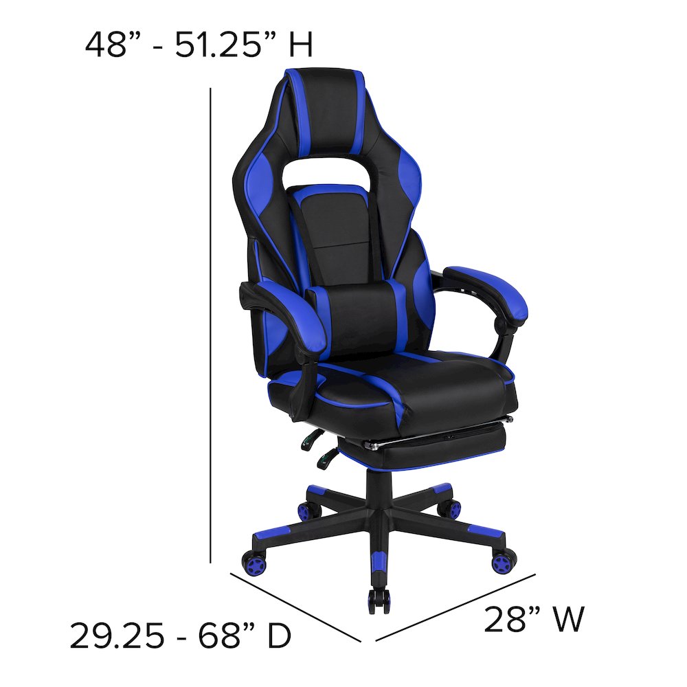 X40 Gaming Chair Racing Computer Chair - Black/Blue. Picture 6