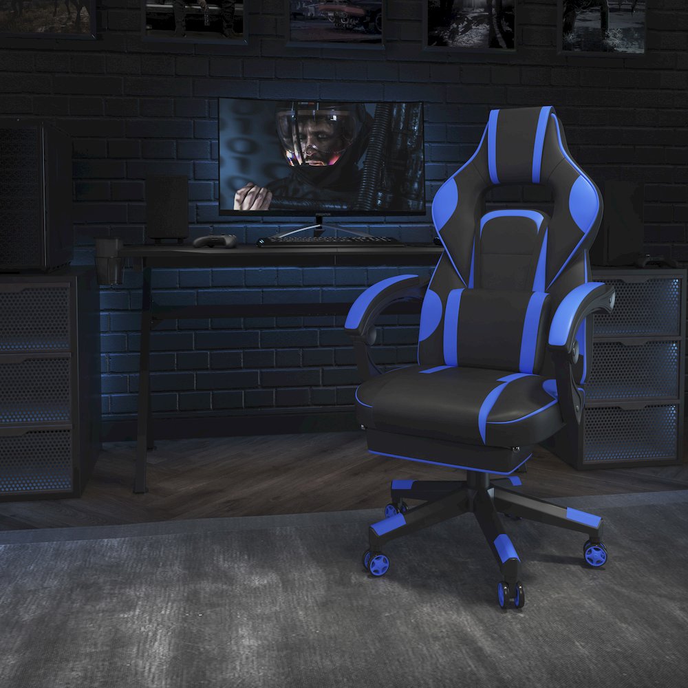X40 Gaming Chair Racing Computer Chair - Black/Blue. Picture 2