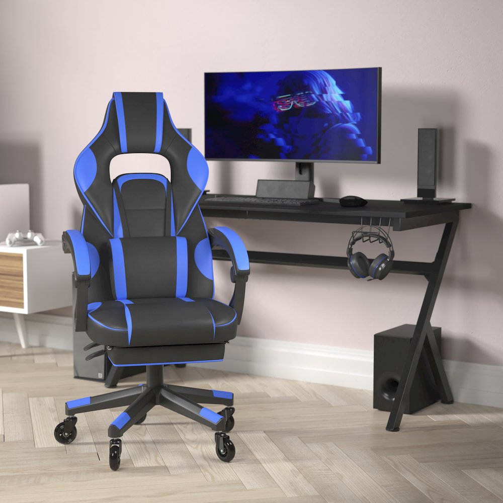 X40 Gaming Chair Racing Computer Chair - Black/Blue. Picture 2