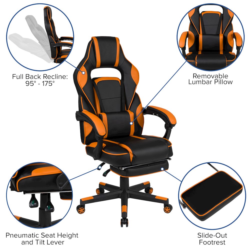 X40 Gaming Chair Racing Computer Chair - Black/Orange. Picture 5