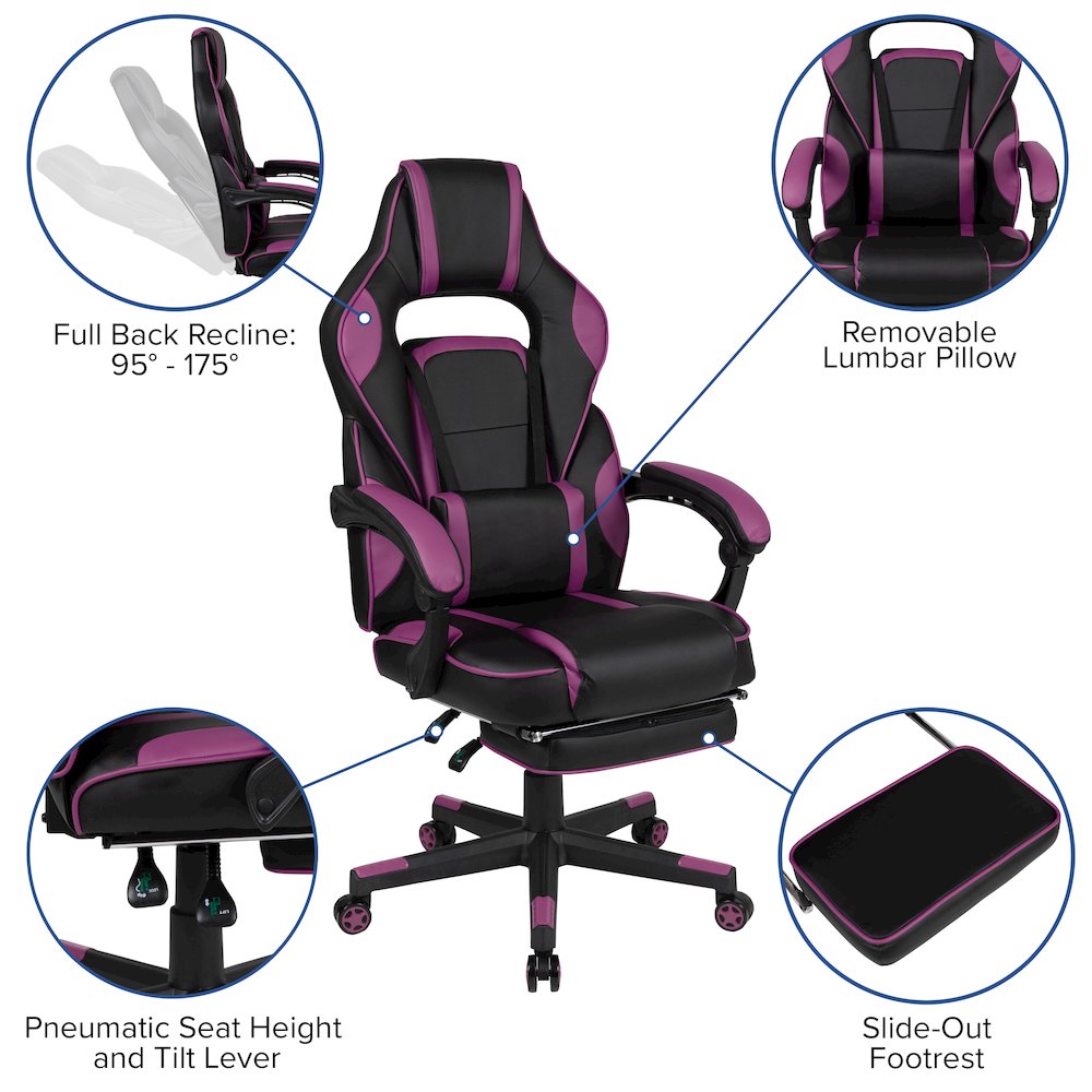 X40 Gaming Chair Racing Computer Chair - Black/Purple. Picture 5
