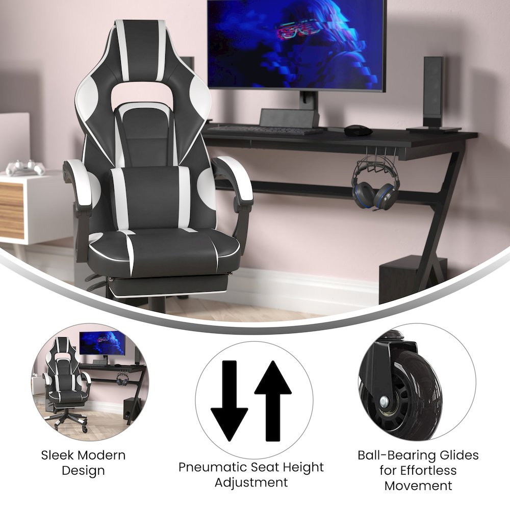 X40 Gaming Chair Racing Computer Chair - White. Picture 4