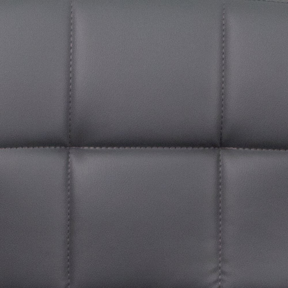 Gray Quilted Vinyl Adjustable Height Barstool with Arms and Chrome Base. Picture 11