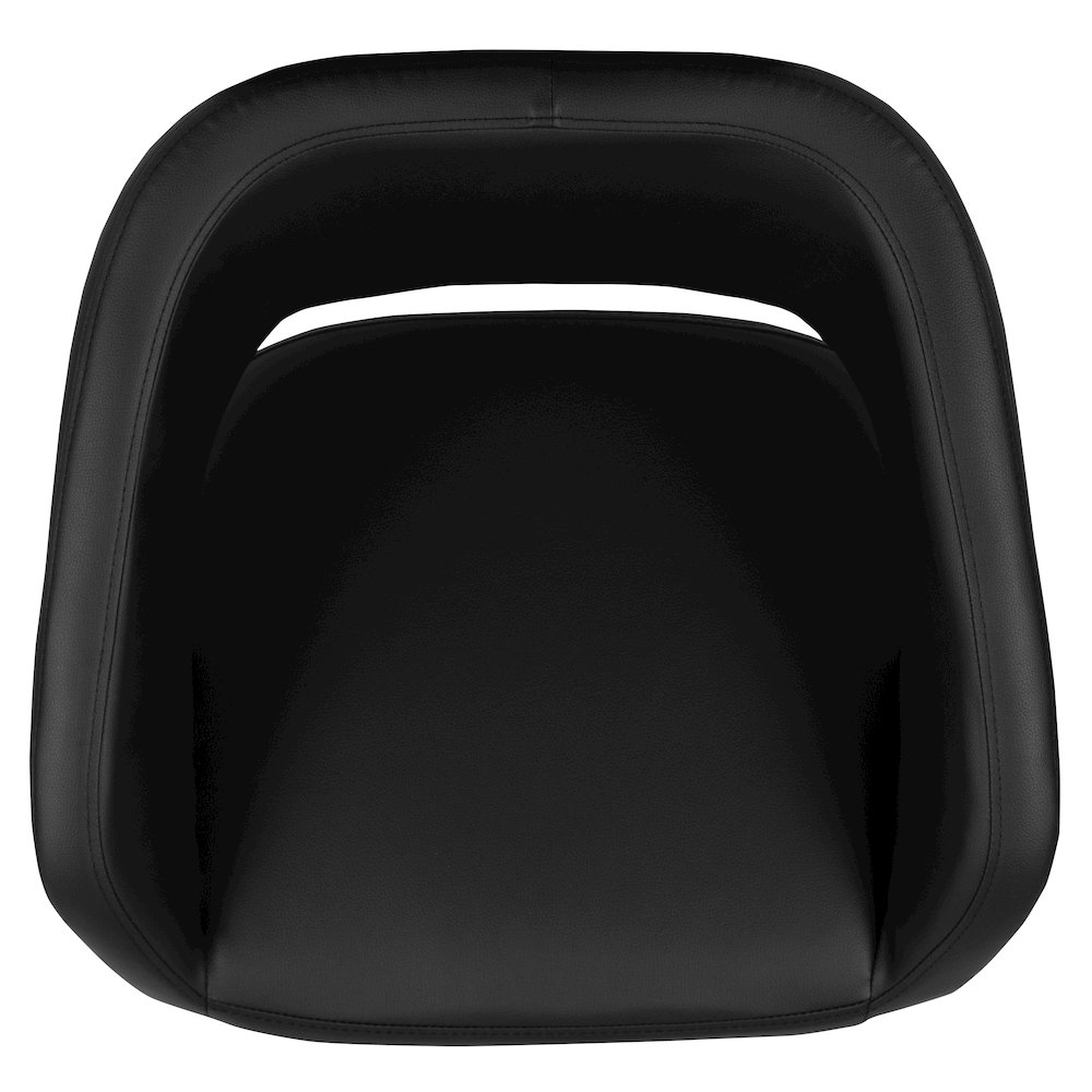 Black Vinyl Adjustable Height Barstool with Rounded Mid-Back and Gold Base. Picture 10