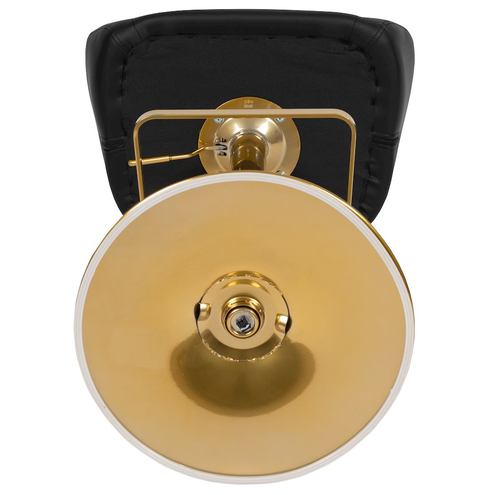 Black Vinyl Adjustable Height Barstool with Rounded Mid-Back and Gold Base. Picture 11