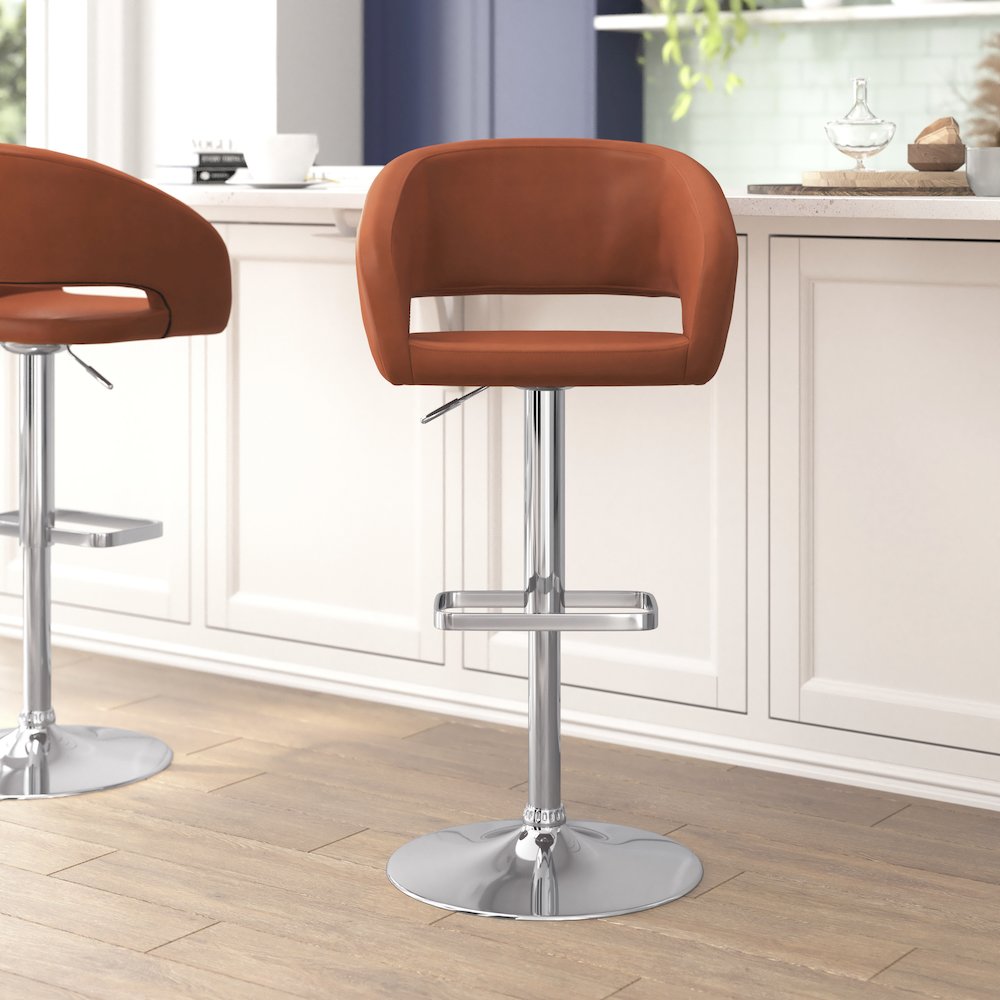 Contemporary Adjustable Swivel Bar Stool. Picture 2