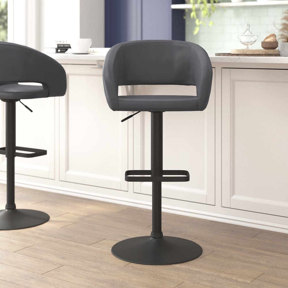 Contemporary Adjustable Swivel Bar Stool. Picture 2