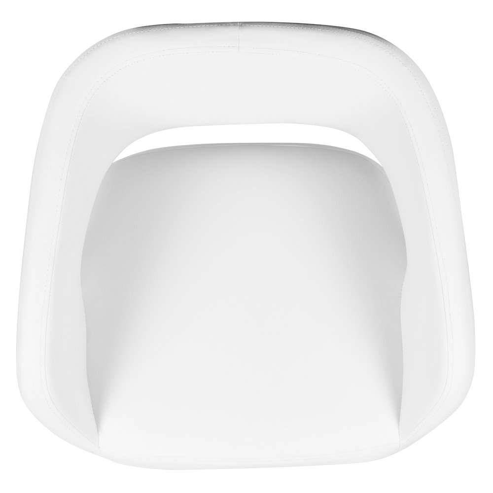 White Vinyl Adjustable Height Barstool with Rounded Mid-Back and Gold Base. Picture 10