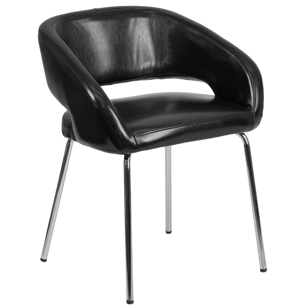 Contemporary Black LeatherSoft Side Reception Chair. Picture 1